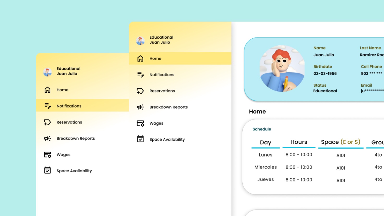 EduSpace Teacher Dashboard Interface