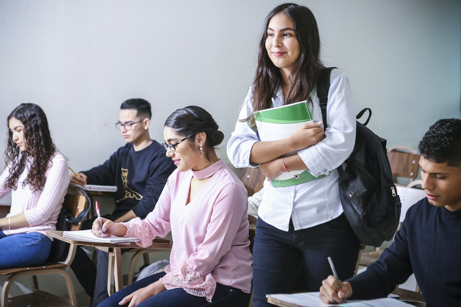 Students collaborating in a modern educational environment